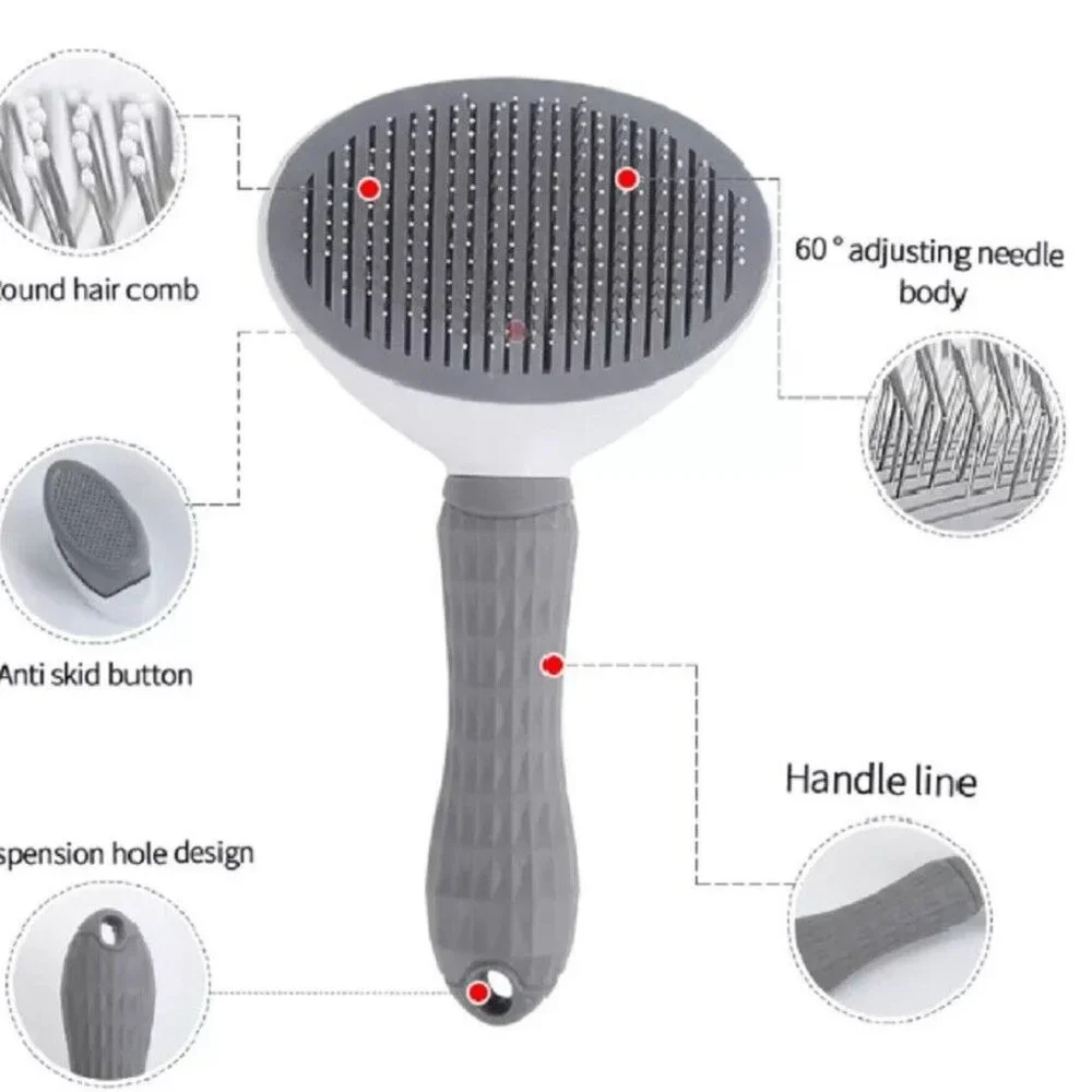 Pet Hair Remover Dog Cat Comb Grooming Massage Deshedding Self Cleaning Brush